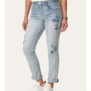Democracy Ab"solution Embroidered Girlfriend Jeans